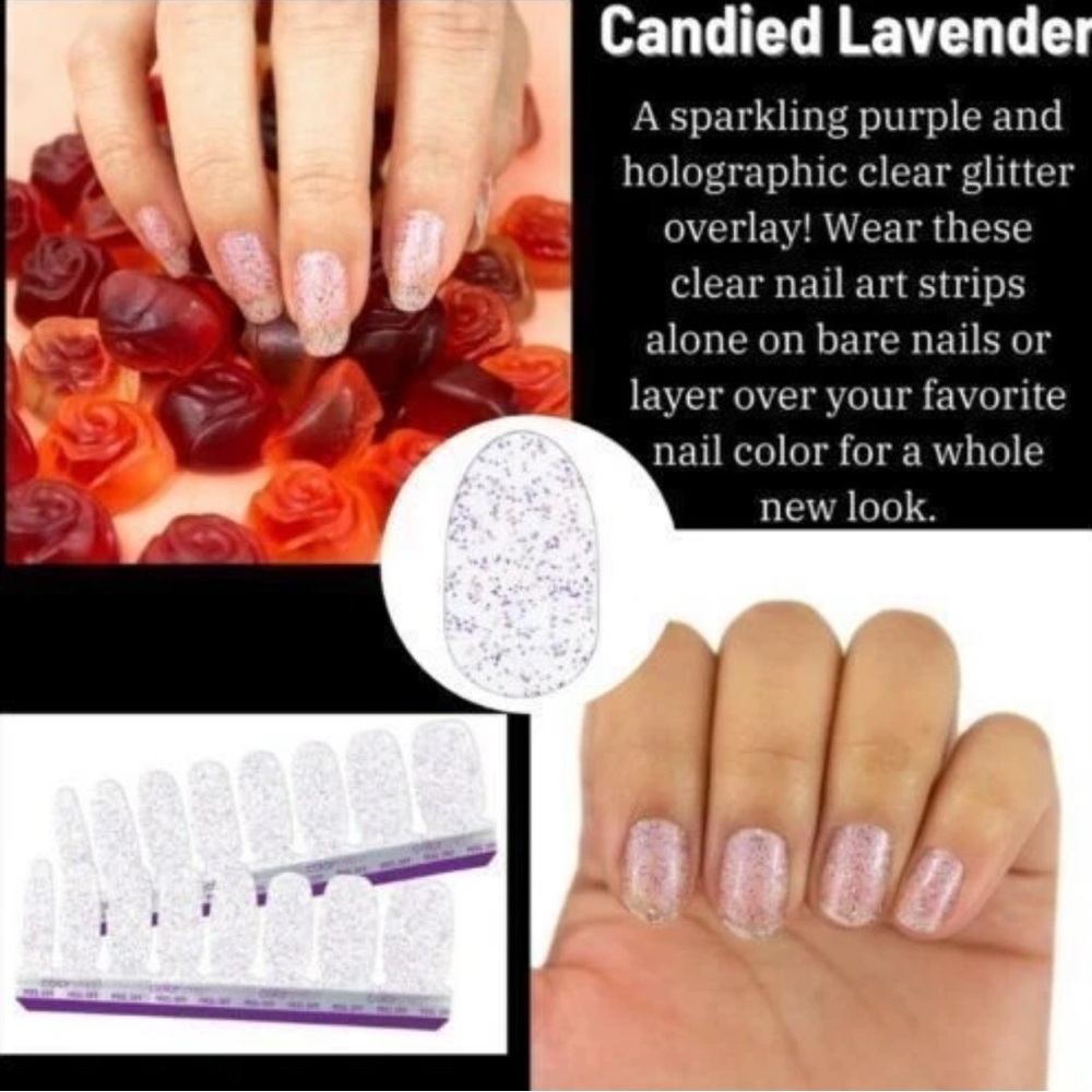 Color Street Candied Lavender Sparkling Purple Holographic Press-On Nails
